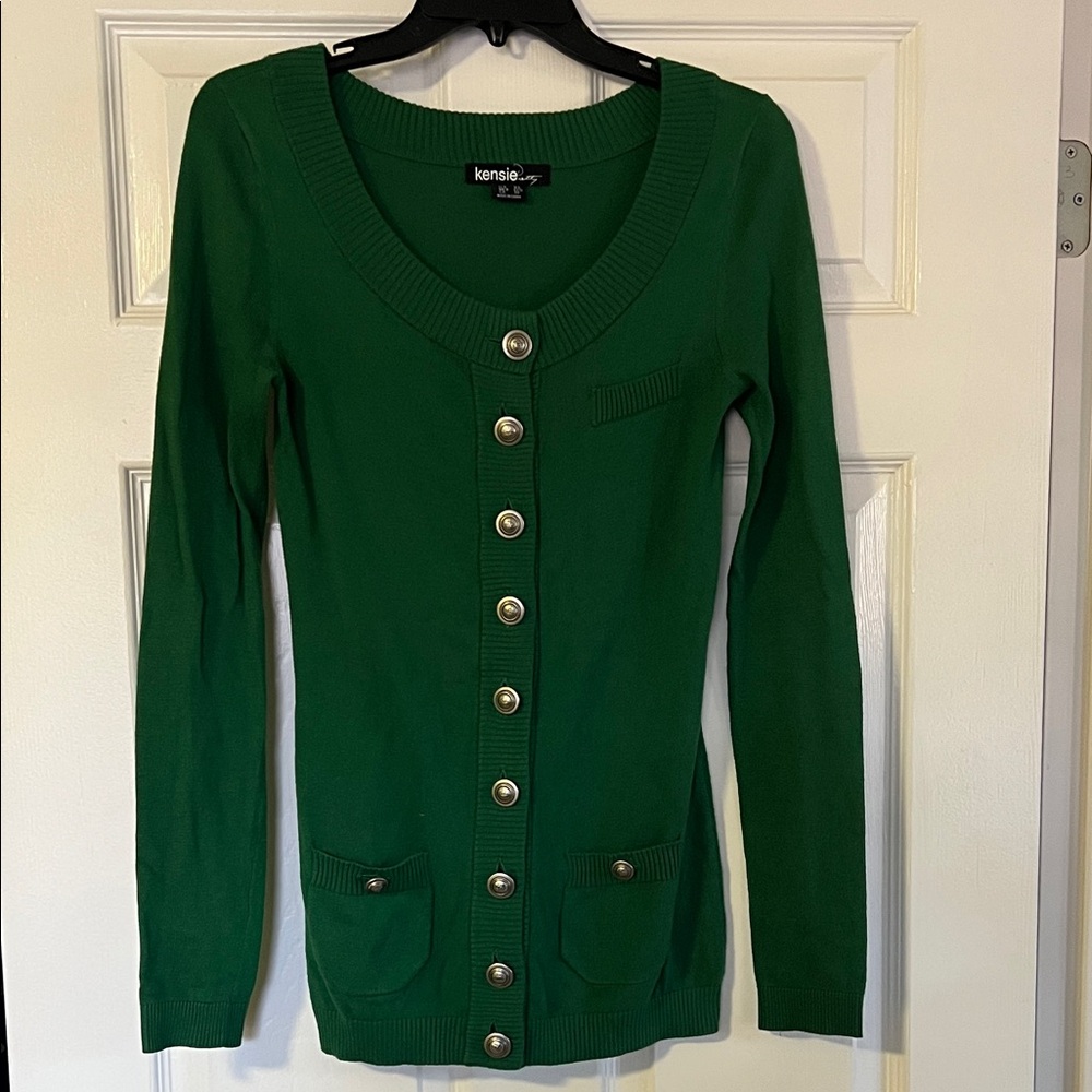 Kensie Emerald Button-Up Cardigan